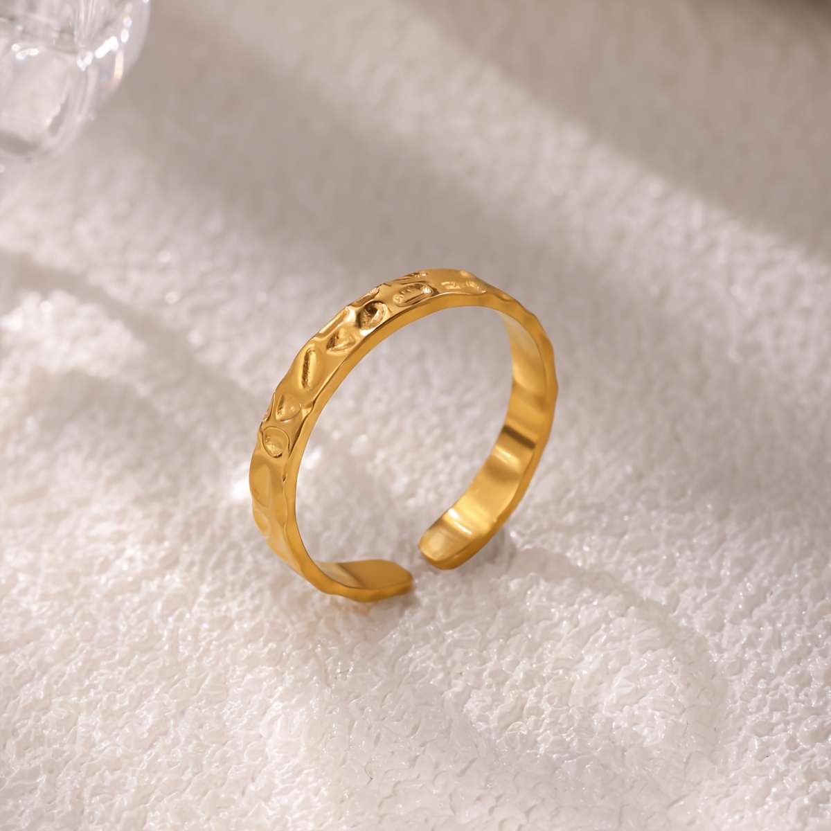 Stainless Steel Textured Plain Open Ring, Unisex